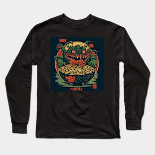 Ramen monster in vintage Japanese style Long Sleeve T-Shirt